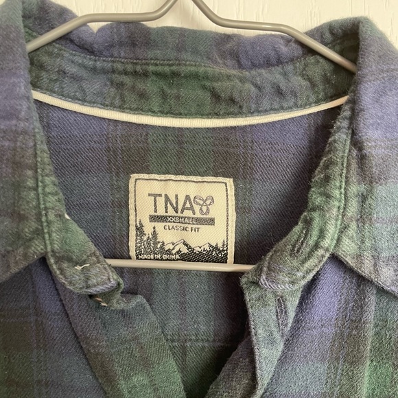 Tna, classic plaid button up. Size XXS. Blue/green. - Picture 3 of 3